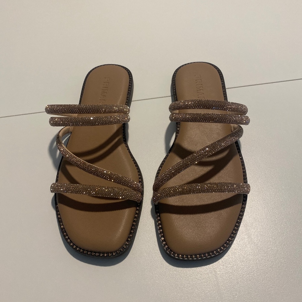 NWOT embellished bling brown sandals